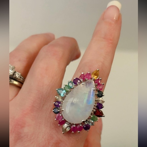 High-quality moonstone multi gemstone statement 925 solid...
